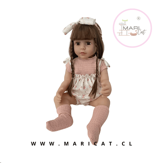 Muñeca Reborn Realista 56 cm de Silicona con Pelo Largo – Juego de Roles y Colección +3 Years
