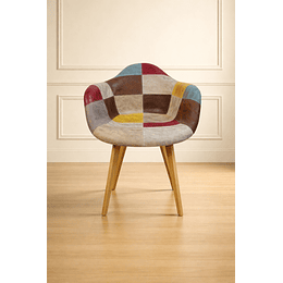 Butaca Sitial Da Vinci Patchwork en Cuerina | Diseño Moderno, Base de Haya Alemana