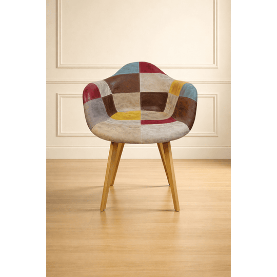 Butaca Sitial Da Vinci Patchwork en Cuerina | Diseño Moderno, Base de Haya Alemana