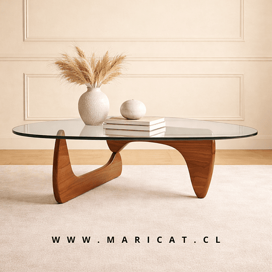 Mesa de Centro Ola con Madera y Vidrio Templado