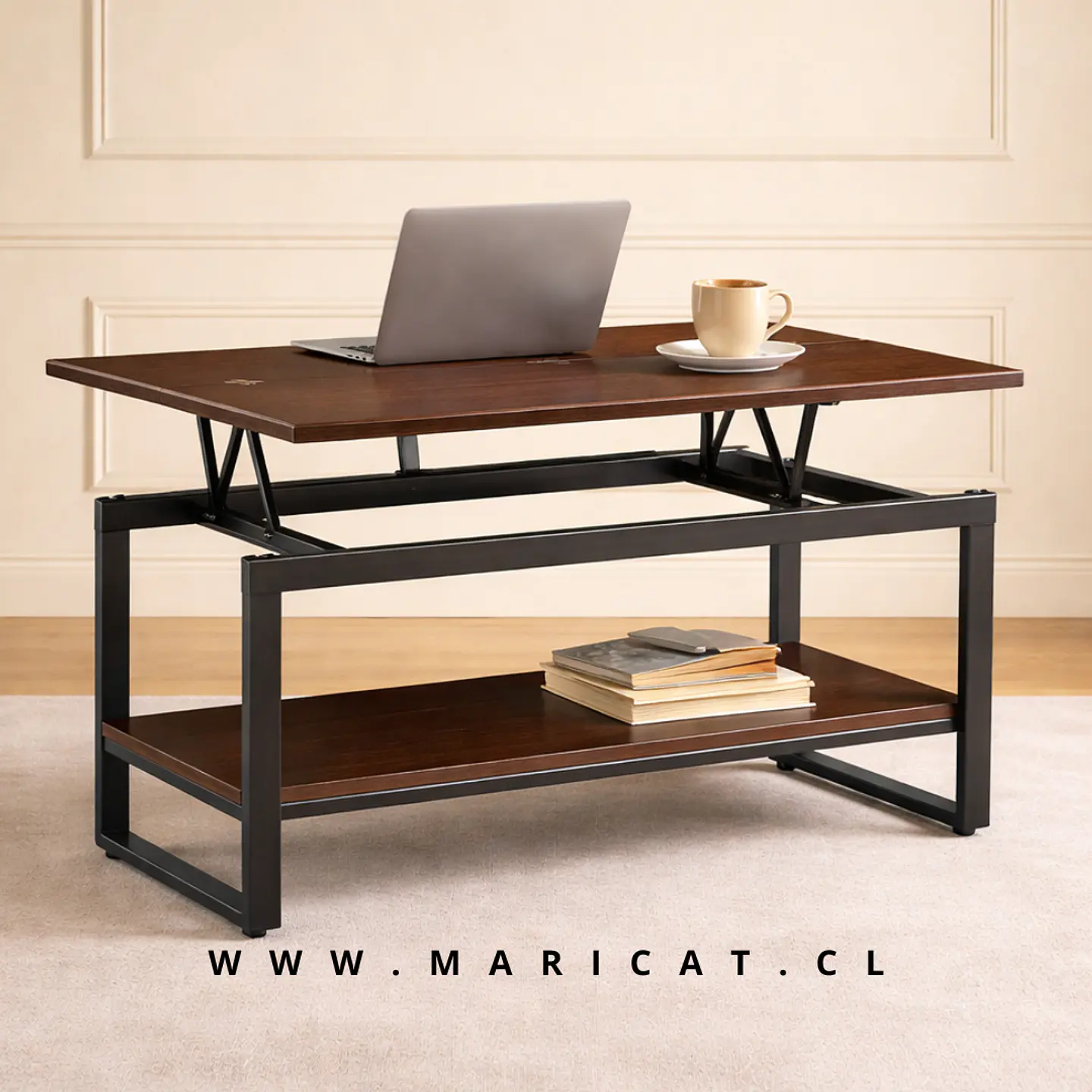 Mesa de Centro Sombra Negra con Cubierta Expandible MDF 1
