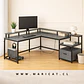 Escritorio en L para Home Office MDF Gris-Negro con Cajón Nova - Miniatura 1