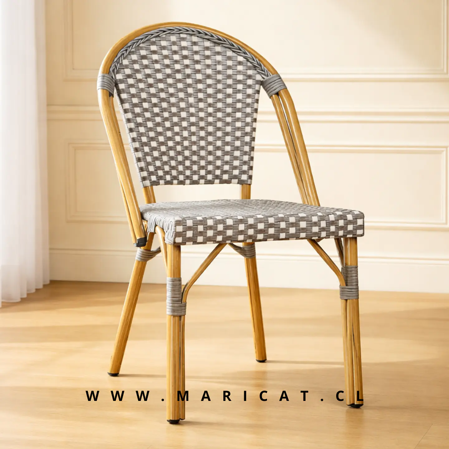 Silla Parisina cuadros Gris apilable - comedor restaurant terraza 1