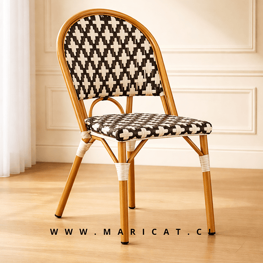Silla Parisina Exterior Rattan Negro