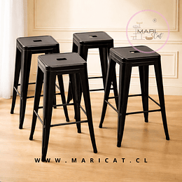 Pack 4 Taburetes Tolix Bajos de Acero Negro