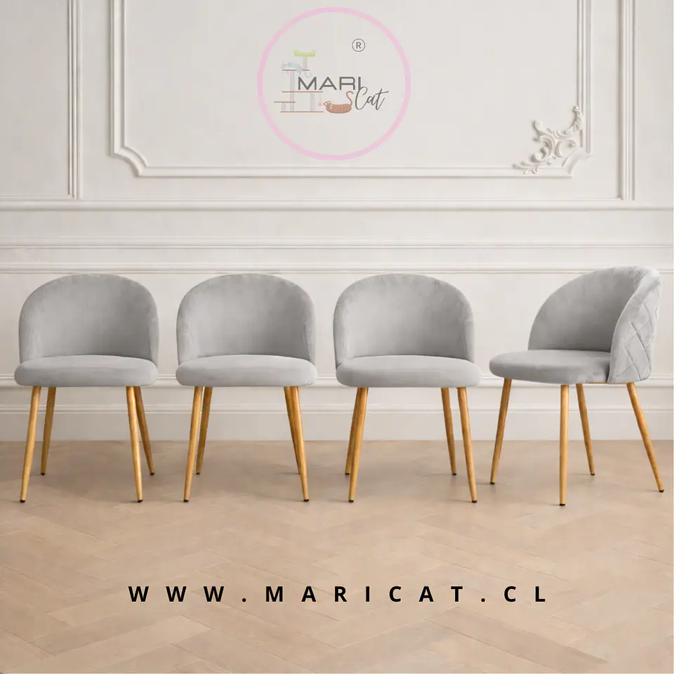 Pack de 4 Sillas Tokio Velvet Wood con Patas Metálicas Termi 1