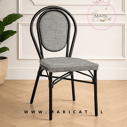 Silla Provence Parisina de Rattan para Exterior con Estructura de Aluminio – Gris Claro