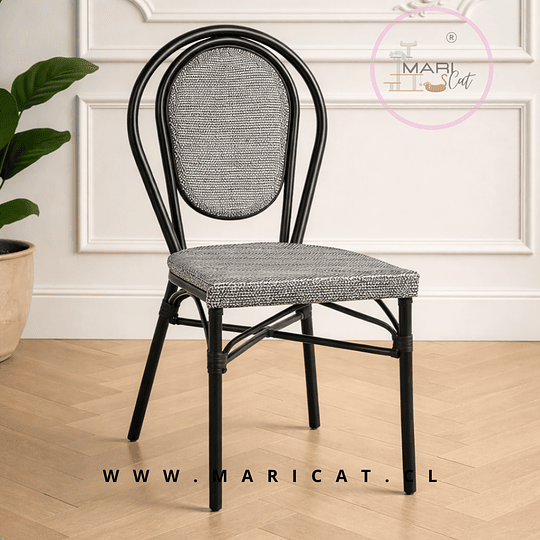 Silla Provence Parisina de Rattan para Exterior con Estructura de Aluminio – Gris Claro