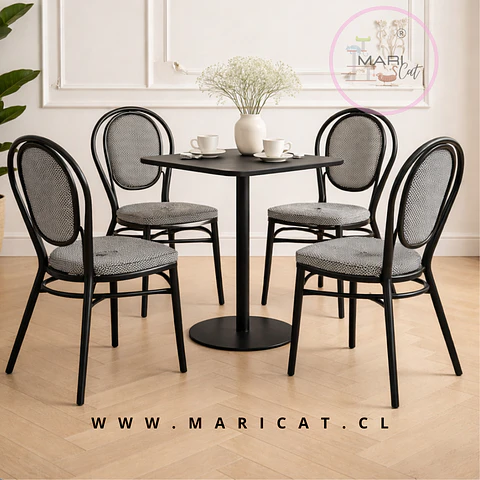 Comedor Cuadrado MDF 4 Sillas Tulip – Mesa 70x70cm