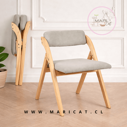 Silla Betlahem de Madera Plegable con Tapiz de Lino Acolchado – Beige o Gris