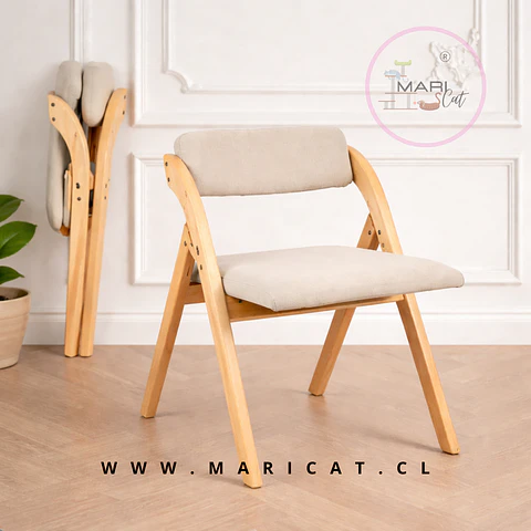 Silla Betlahem de Madera Plegable con Tapiz de Lino Acolchad