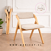 Silla Betlahem de Madera Plegable con Tapiz de Lino Acolchado – Beige o Gris