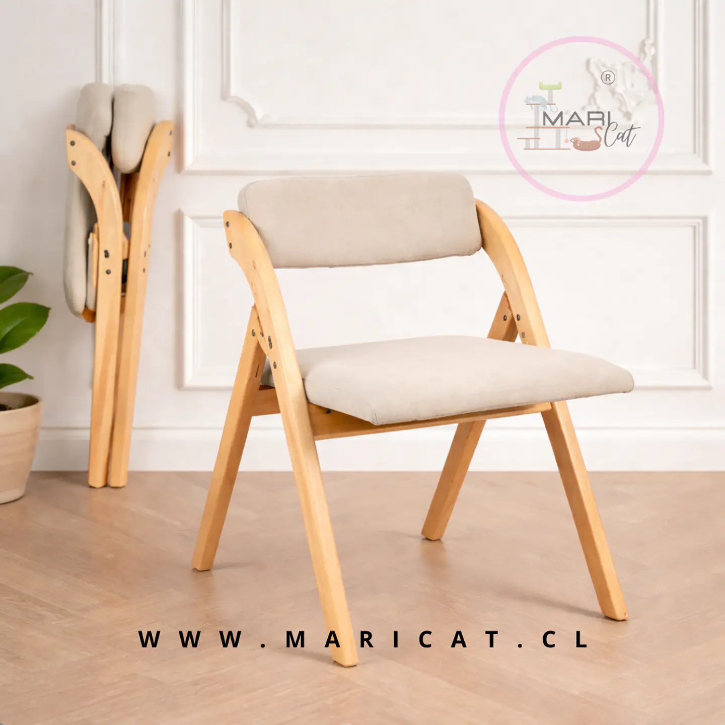 Silla Betlahem de Madera Plegable con Tapiz de Lino Acolchad 1