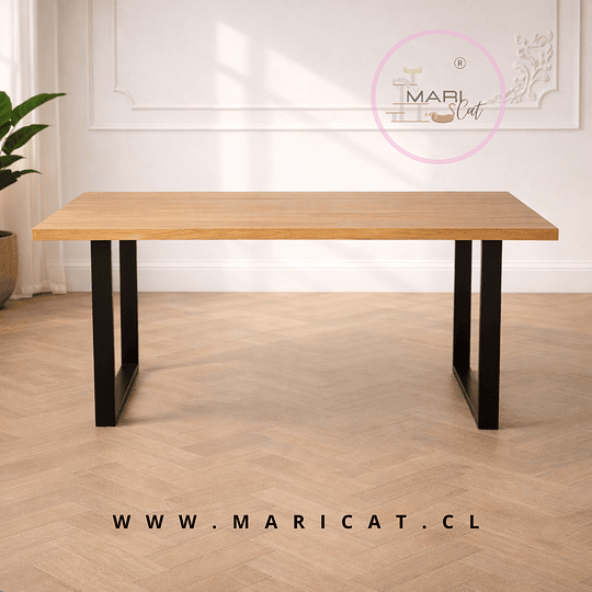Mesa Rectangular Industrial de MDF 160 × 90 cm con Cubierta Gruesa de 4 cm – Terminación Natural