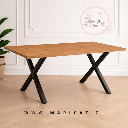 Mesa Industrial de MDF y Metal Cross 140 × 90 cm de 4 cm y Base de Acero