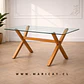 Mesa Rectangular Chile Crossback Madrid con Cubierta de Vidrio y Patas de Metal Color Madera - Miniatura 1