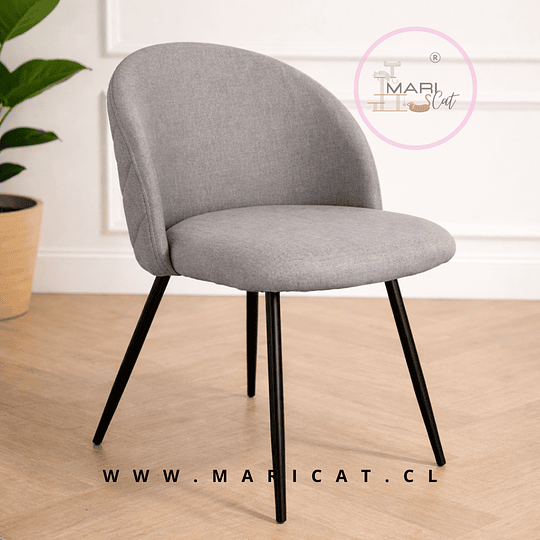 Silla Tokio Kana Tapizada en Lino con Base Acolchada y Patas Metálicas – Black Gris