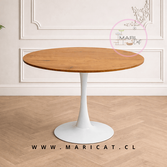 Mesa Tulip Redonda MDF y Base Metálica Wood