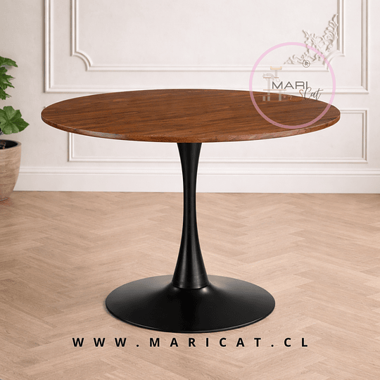 Mesa Tulip Redonda MDF y Base Metálica Wood