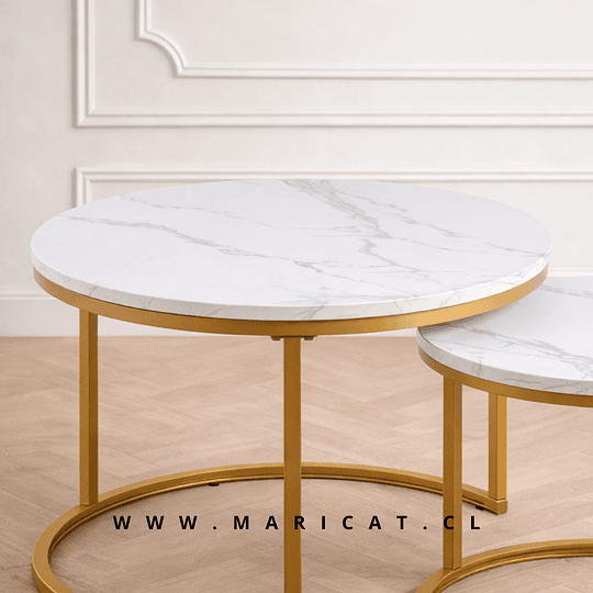 Juego de Mesas de Centro Anidadas estilo Marmol Gold