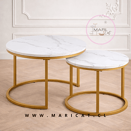 Juego de Mesas de Centro Anidadas estilo Marmol Gold