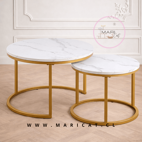 Juego de Mesas de Centro Anidadas estilo Marmol Gold