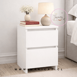 Velador Doble Cajón Minimal de MDF con Superficie Mate – Blanco