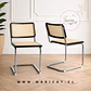 Pack de 2 Sillas Breuer de Madera y Ratán con Patas de Acero Plateado-living comedor  - Miniatura 1