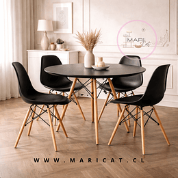 Mesa Eames de 100 cm con 4 Sillas Eames de Polipropileno