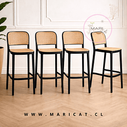 Pack de 4 Taburetes Delta de Polipropileno Apilables para Mesón Bajo – Negro