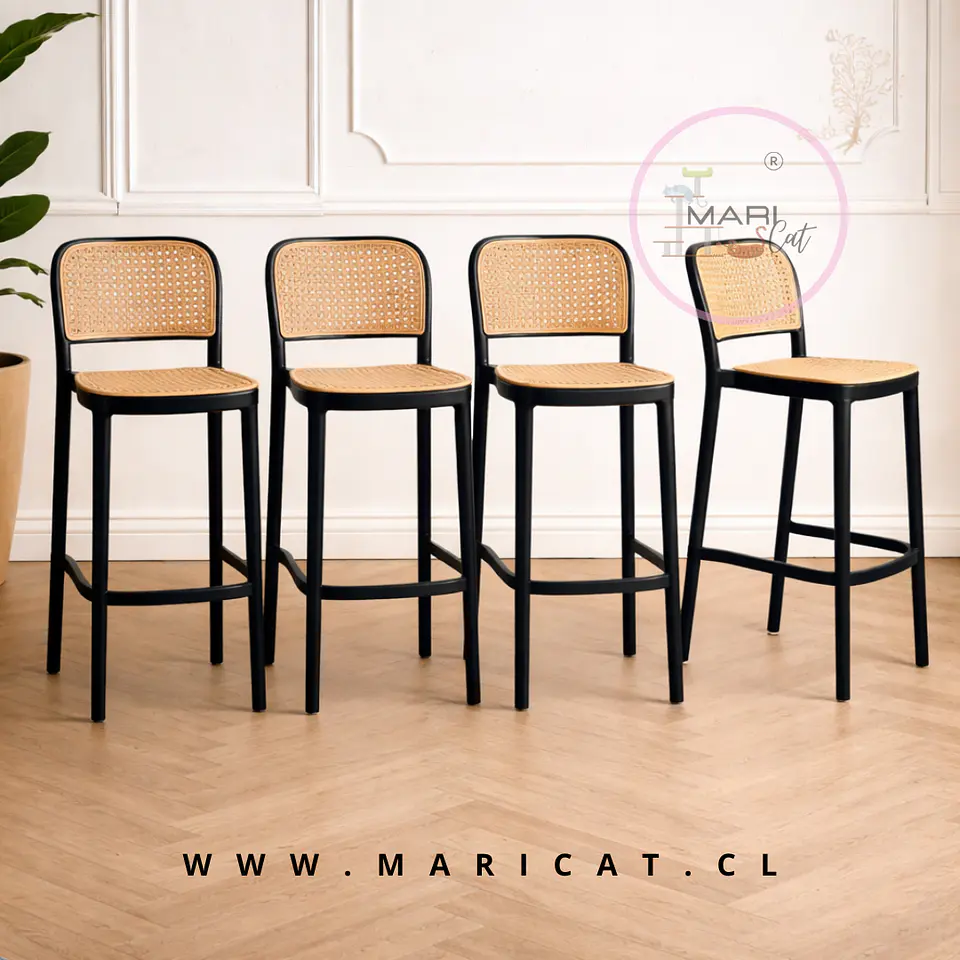 Pack 4 Taburete Bar Bajo Delta Polipropileno Negro 65cm 1