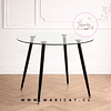 Mesa Redonda Lyon de Vidrio con Patas de Metal color negro – Black