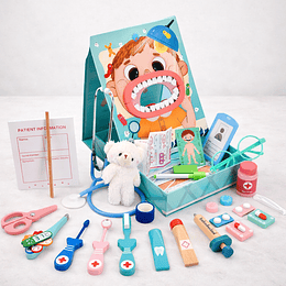 Maleta de Juegos Doctor Dentista Infantil de Madera con Accesorios + 3 Years