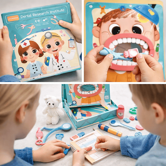 Maleta de Juegos Doctor Dentista Infantil de Madera con Accesorios + 3 Years