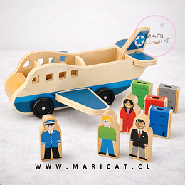 Juguete Avión de Madera Didáctico con Pasajeros y Equipaje +1 years