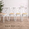 Pack de 4 Sillas Crossback de Madera con Asiento de Ratán Apilables