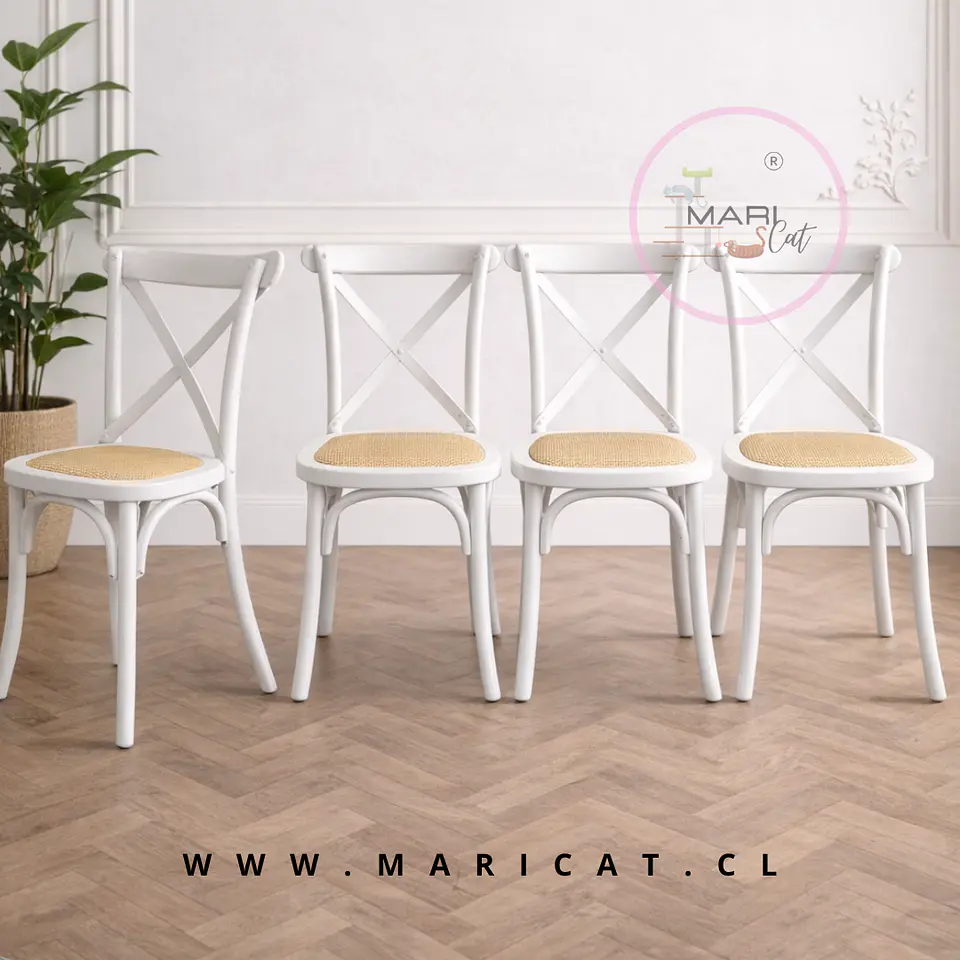 Packs 4 Silla Crossback de Madera Rattan- comedor terraza living eventos 1