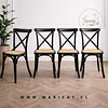 Pack de 4 Sillas Crossback de Madera con Asiento de Ratán Apilables