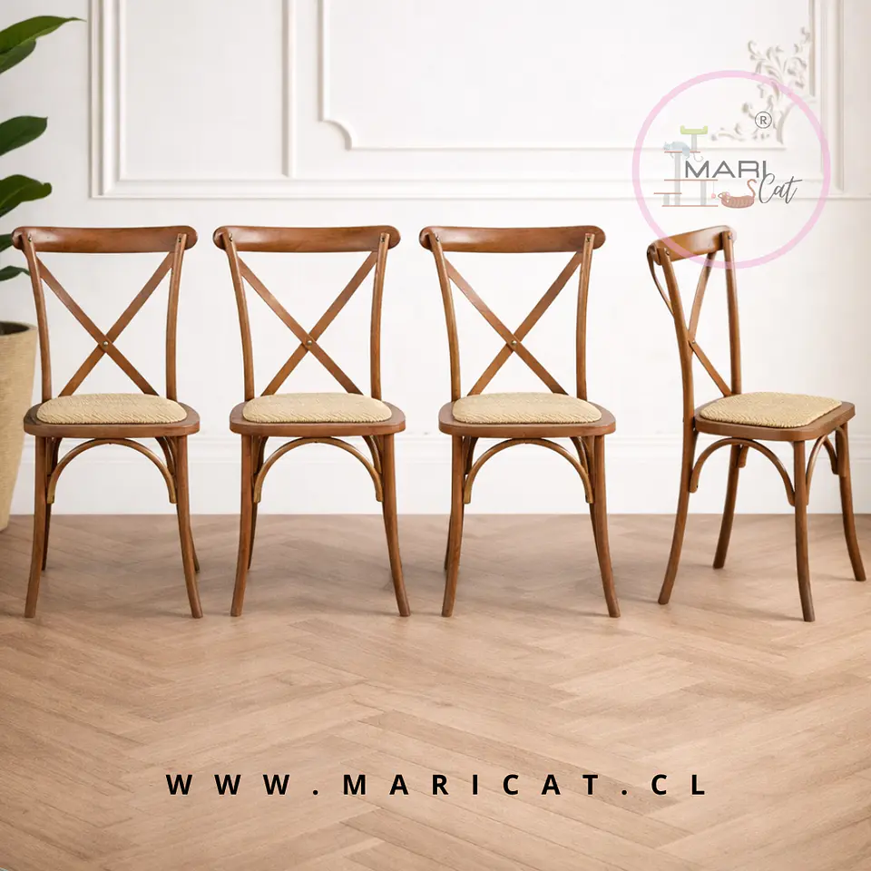 Packs 4 Silla Crossback de Madera Rattan- comedor terraza living eventos 16