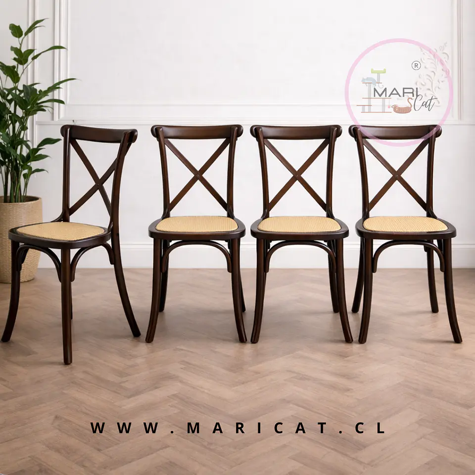 Packs 4 Silla Crossback de Madera Rattan- comedor terraza living eventos 2