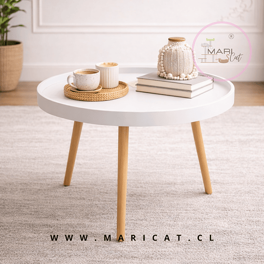 Mesa de Centro Eames Lateral con Cubierta polipropileno y Patas de Madera