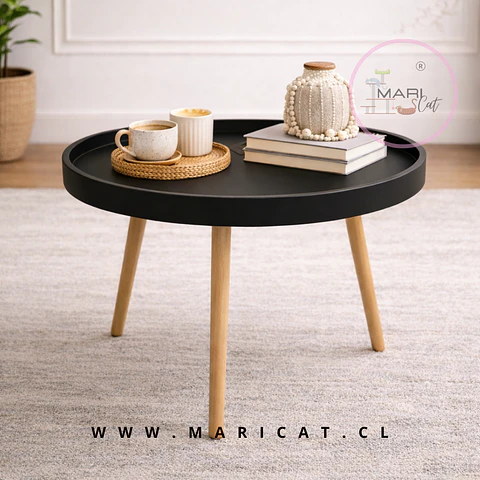 Mesa de Centro Eames Lateral con Cubierta polipropileno y Patas de Madera living terraza recepcion