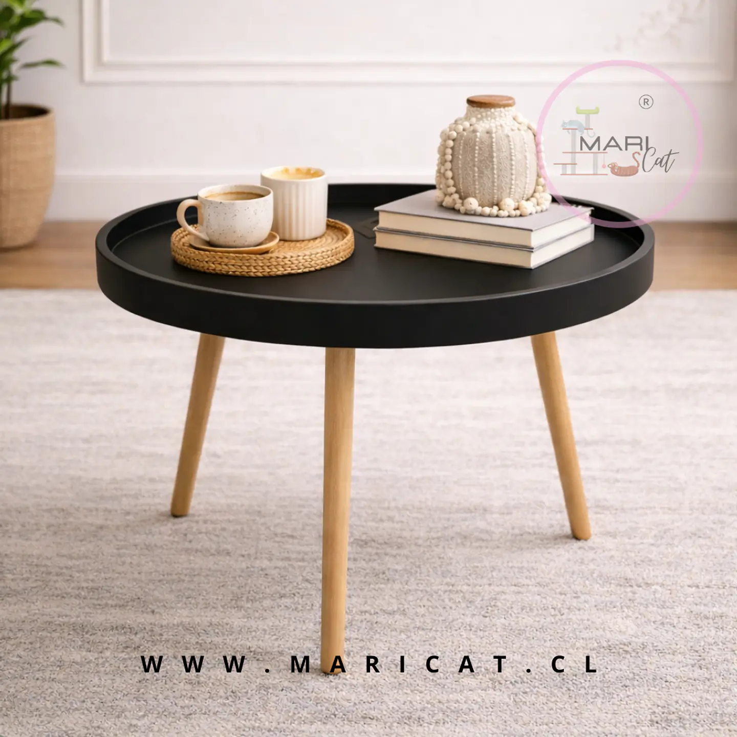 Mesa de Centro Eames Lateral con Cubierta polipropileno y Patas de Madera living terraza recepcion 2