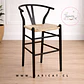 Taburete Bar Wishbone Tejido Natural Madera-Cocina Restaurant - Miniatura 6