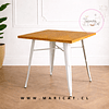 Mesa Tolix Blanca con Base de Madera y Patas de Metal Exterior 