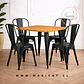 Comedor Redondo Mesa Tolix de Madera 70cm + 4 Sillas Tolix - Miniatura 1