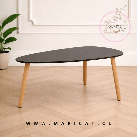 Mesa de Centro Elipse Nordic de Melamina con Patas de Madera – Diseño Elegante y Natural