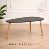 Mesa de Centro Elipse Nordic de Melamina con Patas de Madera – Diseño Elegante y Natural