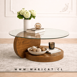 Mesa de Centro Luna con Cubierta de Vidrio y Estructura MDF – Diseño Contemporáneo