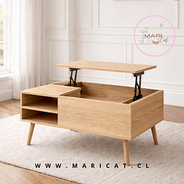 Mesa de Centro Elevable Wood para Living con Cubierta MDF  – Diseño Funcional